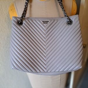 Victoria's Secret NEW Gray Quilted Shoulder Bag W Chain Straps